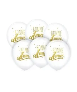 Ballon Bonne Année Blanc/Or X6