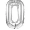 Ballon Metallique Chiffre 0 41CM Argent