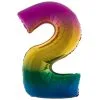 Ballon Metallique Chiffre 2 Gonflage Compris Arc En Ciel 102CM