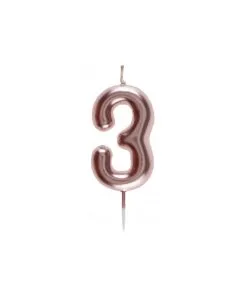 BOUGIE CHIFFRE 3 ROSE_GOLD 9 X 4 CM