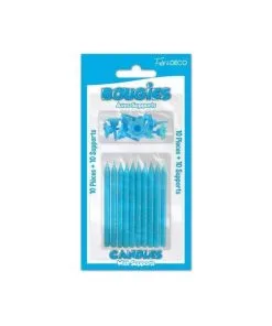 BOUGIE PAILLETTE X10 AVEC SUPPORTS BLEU