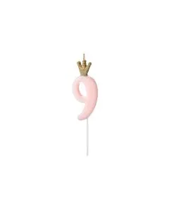 Bougie Rose Chiffre 9