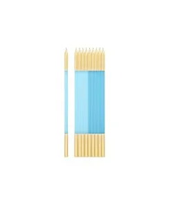 Bougies X10 Avec Support Turquoise-Bleu Et Or Bleu Ciel 155 CM