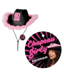 CHAPEAU GIRLY 60 ANS CHAPEAU GIRLY NOIR/ROSE