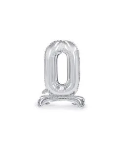Chiffre 0 Argenté 90 CM Gonflage Helium Inclus