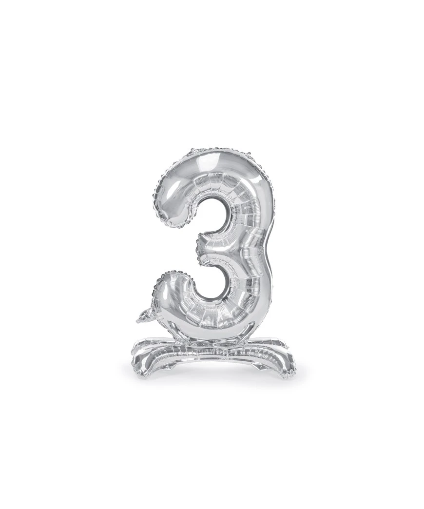 Chiffre 3 Argenté 90 CM Gonflage Helium Inclus 1 Chiffre 3 Argenté 90 CM Gonflage Helium Inclus