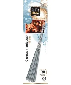 CIERGE MAGIQUE X 10 GRIS 18 CM