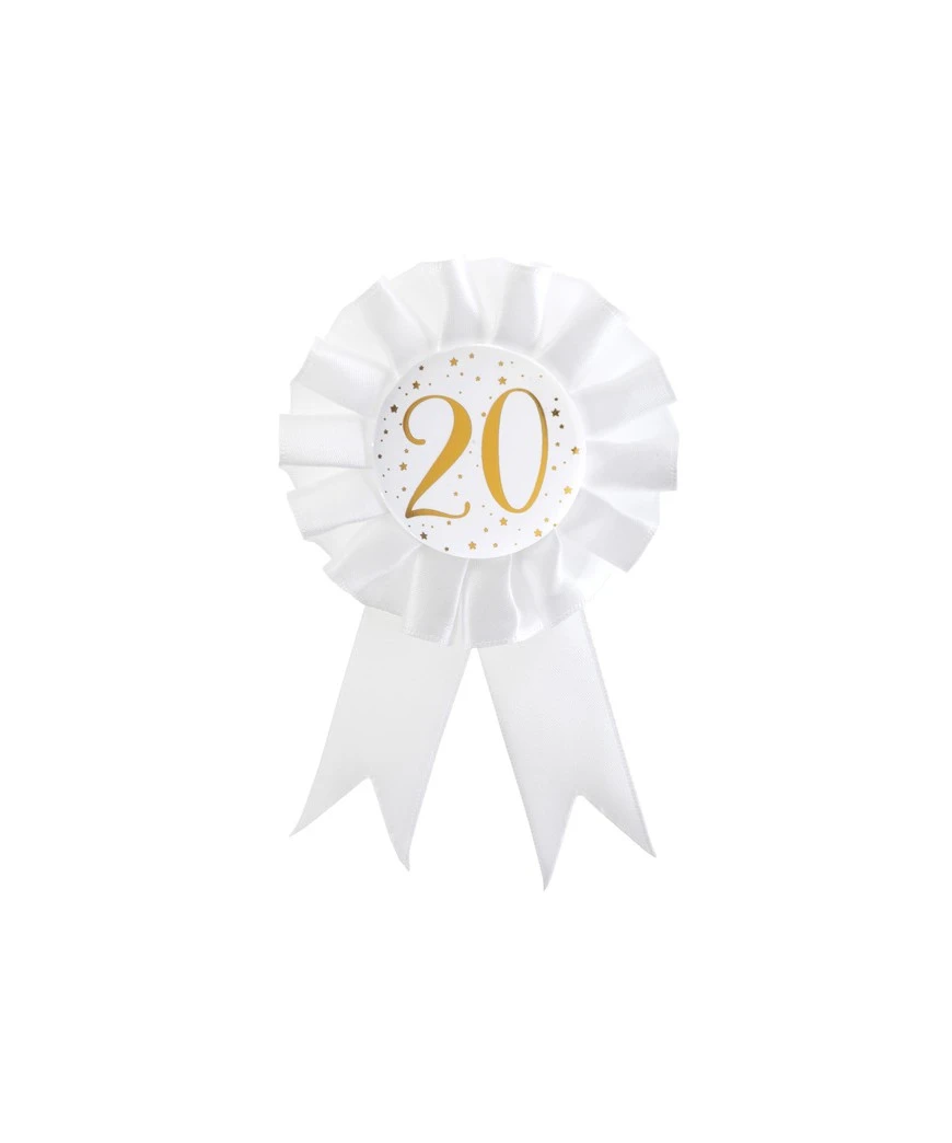 COCARDE DES ÂGES MÉTAL OR 20 ANS DIAM 8 CM 1 COCARDE DES ÂGES MÉTAL OR 20 ANS DIAM 8 CM