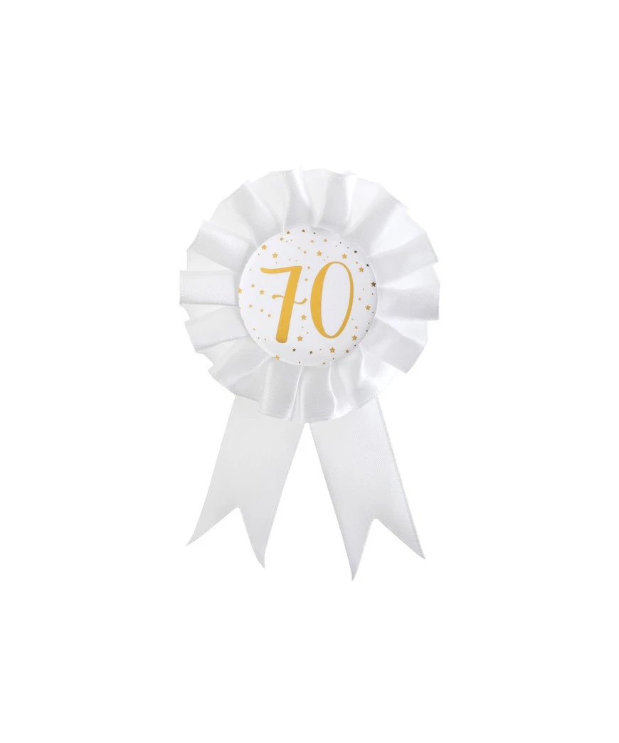 COCARDE DES ÂGES MÉTAL OR 70 ANS DIAM 8 CM 1 COCARDE DES ÂGES MÉTAL OR 70 ANS DIAM 8 CM