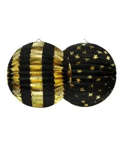 Lampions X2 Or Et Noir 25CM