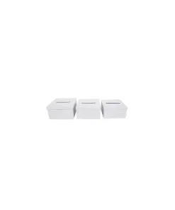 Lot De 3 Urnes Carres Blanches 22CM/23.5CM/25CM