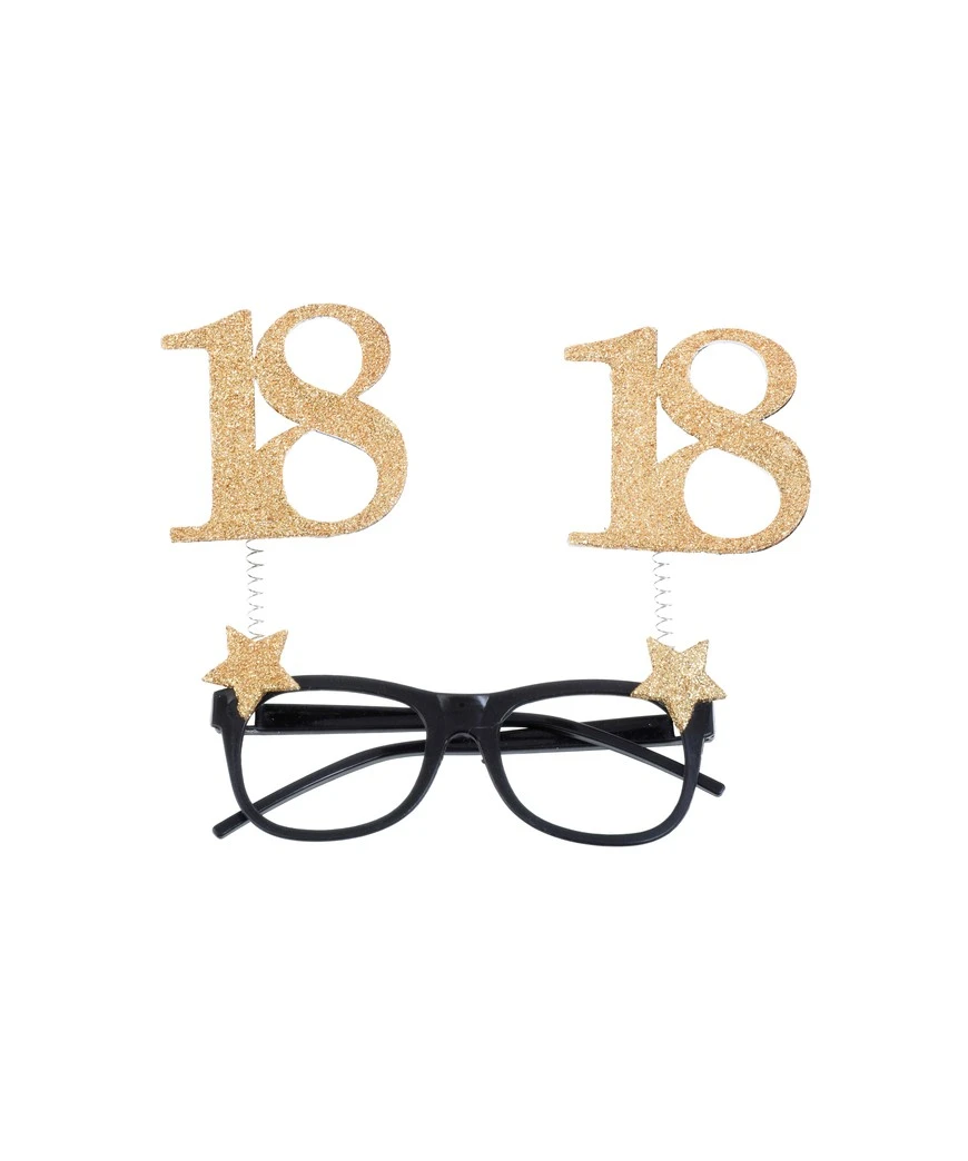 LUNETTES 18 ANS LUNETTES PAILLETEES OR 15X16CM 1 LUNETTES 18 ANS LUNETTES PAILLETEES OR 15X16CM