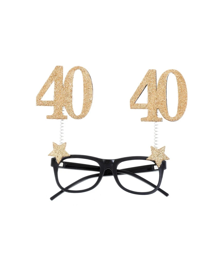 LUNETTES 40 ANS LUNETTES PAILLETEES OR 15X16CM 1 LUNETTES 40 ANS LUNETTES PAILLETEES OR 15X16CM