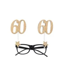 LUNETTES 60 ANS LUNETTES PAILLETEES OR 15X16CM