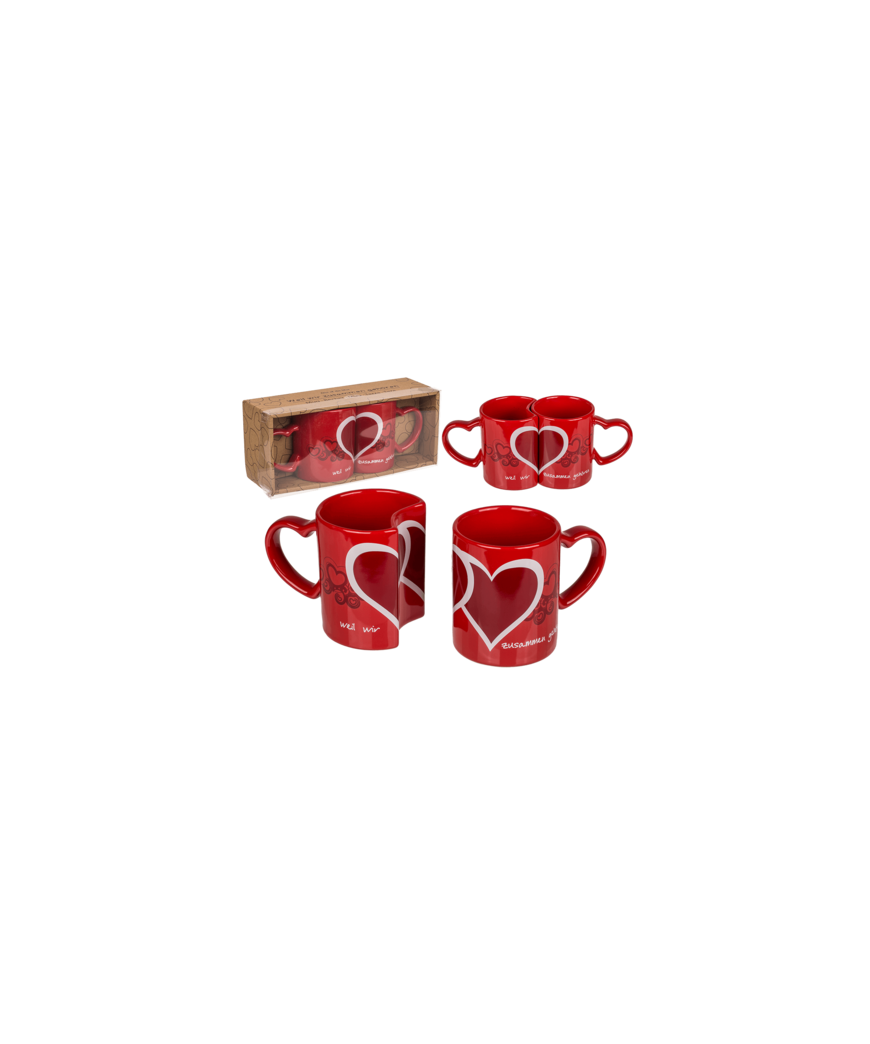 Mugs Jumeaux Rouge Coeur (9cm - Faience) 1 Mugs Jumeaux Rouge Coeur (9cm - Faience)