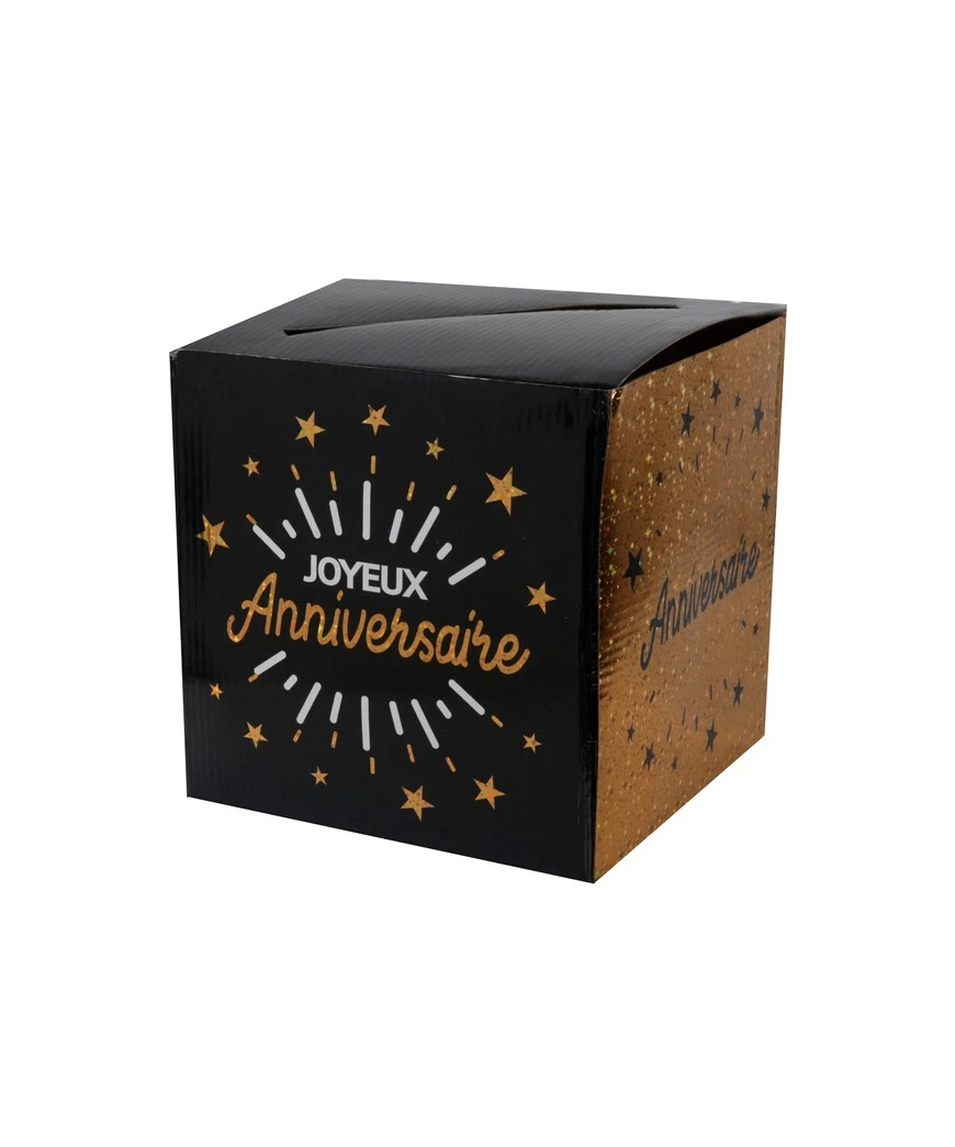 TIRELIRE JOYEUX ANNIVERSAIRE 20X20X20CM OR 20X20X20CM 1 TIRELIRE JOYEUX ANNIVERSAIRE 20X20X20CM OR 20X20X20CM